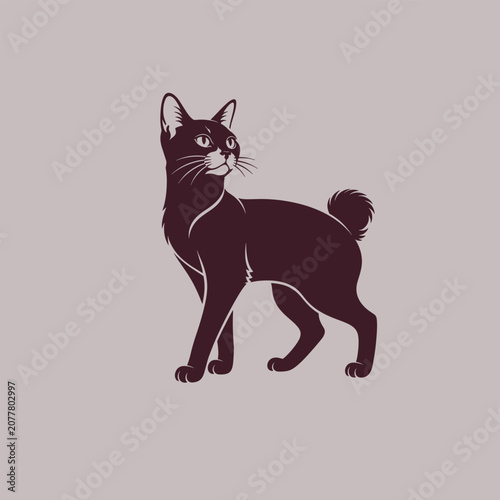 Konstfotografi Japanese bobtail cat logo design vector art silhouette illustration mockup template