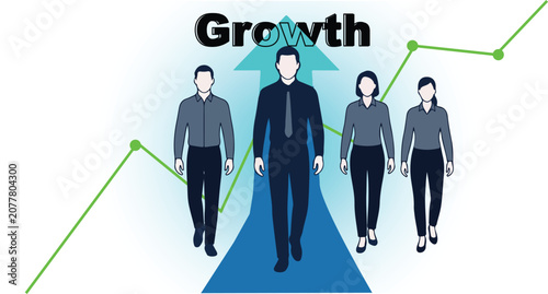 Business Team Success Roadmap with Financial Growth Chart Line