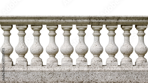 Tableau sur toile Textured stone balustrade with decorative balusters, isolated on transparent bac