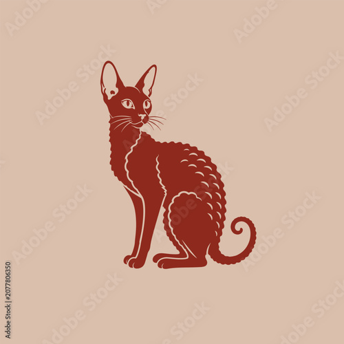 Billede på lærred Cornish rex cat icon logo vector art silhouette illustration mockup template