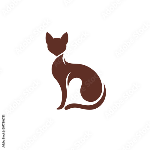 Schilderij op canvas Tonkinese cat logo design silhouette illustration.