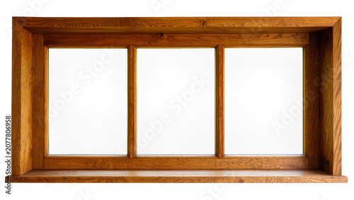 Canvastavla Wooden three-pane window frame with sill