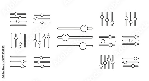 Foto Collection of line icons for UI sliders and faders.