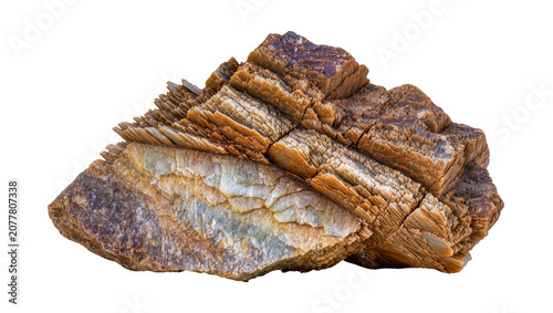 Photos Layered brown and white mineral rock formation, isolated on transparent backgrou
