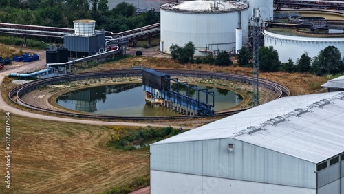 Photography Aerial View of Sugar Factory Water Treatment and Settling Tanks