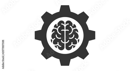 Conceptual illustration depicting mind mechanics and cerebral functions inside a mechanical device