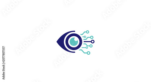Digital Eye Logo Representing Futuristic Technology and Visionary Systems in Minimalistic Design