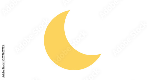 Minimalist representation of a yellow crescent moon against a clean white background