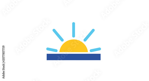 Minimalist sunrise logo design, abstract illustration for weather or nature themes