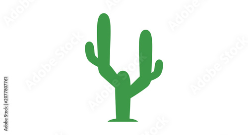Minimalistic green cactus illustration isolated on white background, desert plant artwork