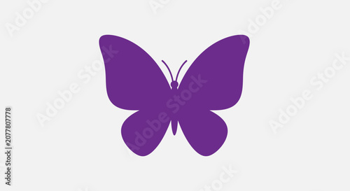 Purple butterfly silhouette against a white background for design and decor