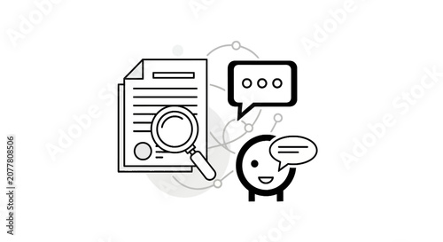 Document analysis and customer support communication icon