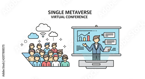 Virtual conference presentation in a single metaverse environment