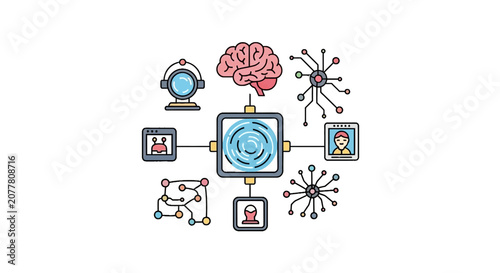 Artificial intelligence core connected to brain and neural network
