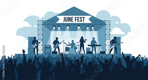 Photography Live band performance on festival stage under lights.