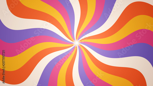 A colorful retro psychedelic background with swirling waves and vibrant lines representing energy and fun
