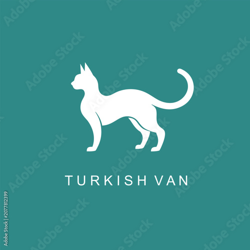 Εκτύπωση καμβά Turkish van cat icon vector art silhouette illustration.