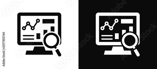 Monitoring icon set black and white