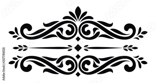 Fotografía Black Ornamental Crown Flourish Divider Vector with Royal Elegant Decorative Des