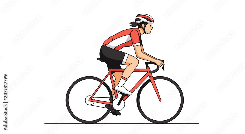 Obraz premium Woman Cycling on a Road Bicycle in Sportswear Illustration