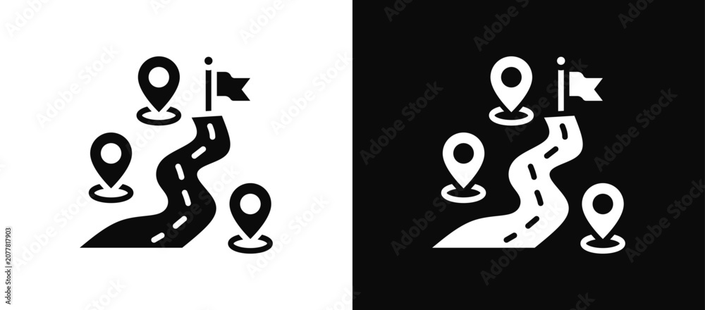 Fototapeta premium Project Roadmap icon set black and white