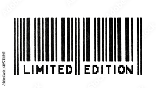 Textured barcode with LIMITED EDITION text, isolated on transparent background