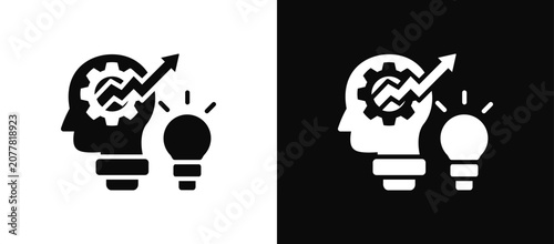 Innovation Plan icon set black and white
