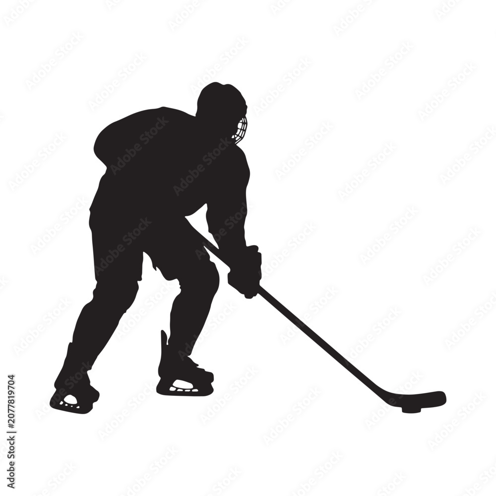 Fototapeta premium Hockey player silhouette on a white background athletic figure in action