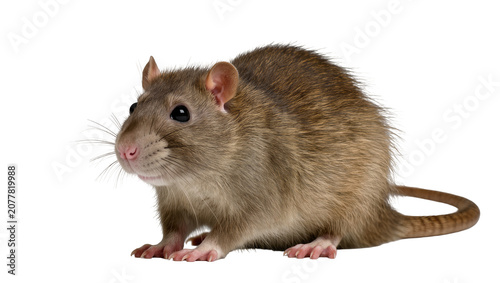 Photos Brown rat with pink nose and paws black eyes, and long tail