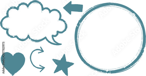 Foto Colorful empty speech and thought bubbles overlap on a white background, conveyi