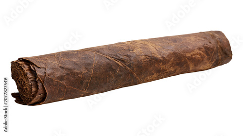 Tableau sur toile Hand-rolled dark brown tobacco cigar with textured wrapper