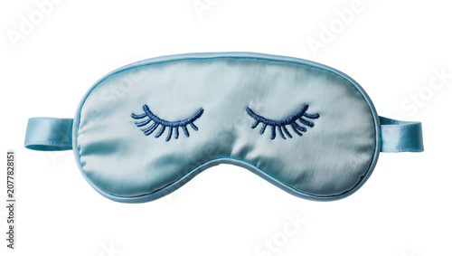Bild auf Leinwand Light Blue Satin Sleep Mask with Embroidered Eyelashes