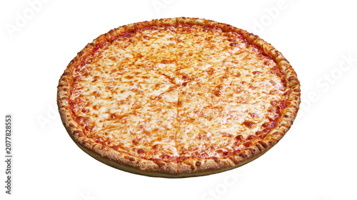 Foto Whole cheese pizza with golden crust and melted mozzarella