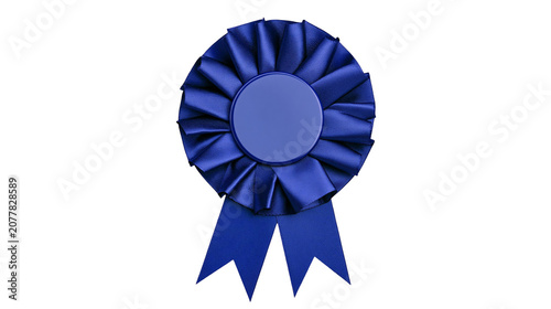 Obraz na plátne Blue rosette ribbon award with blank center circle