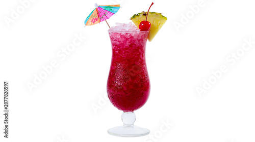 Bild auf Leinwand Red Berry Cocktail with Pineapple and Cherry
