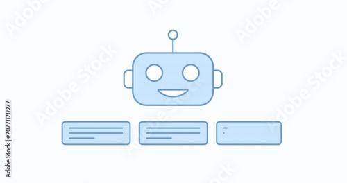 Robot character with modular blocks, 4k video animated scene with alpha channel. Futuristic robot assembly animation with geometric elements on white background.
