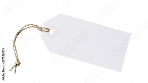 Blank white paper tag with twine string
