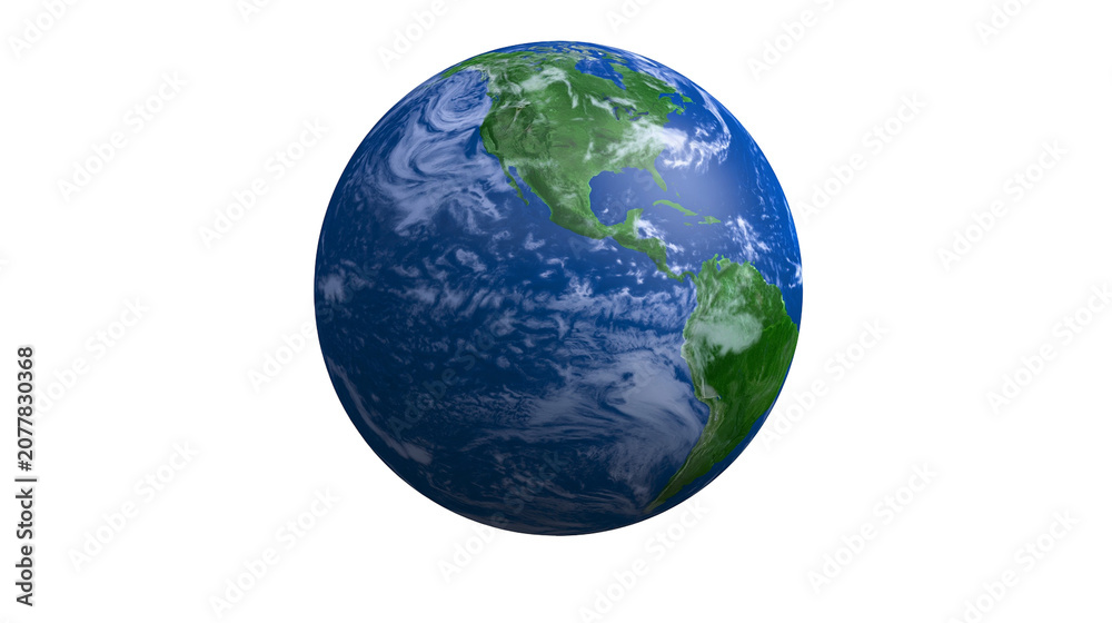 Fototapeta premium Planet Earth with visible continents and clouds