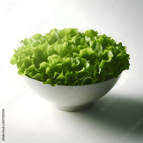  bowl of fresh green salad with lettuce leaves only, no dressing, no toppings, clean white background, soft lighting, minimal healthy food concept, isolated