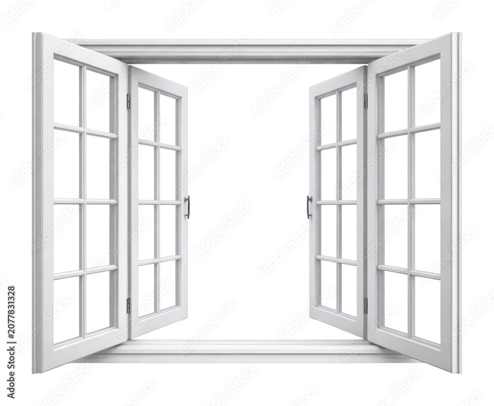Obraz premium PNG Open white framed window
