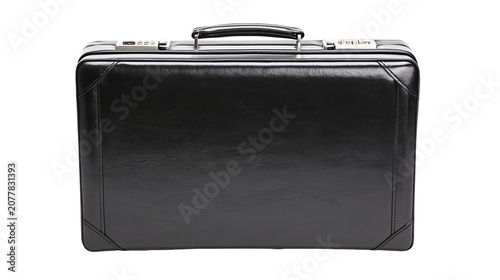 Cuadro en lienzo Black leather briefcase with combination locks and handle
