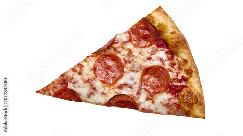 Cuadro en lienzo Pepperoni pizza slice with melted cheese and golden crust