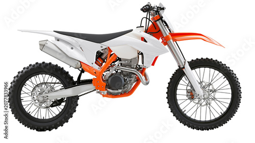 Konstfotografi White and orange dirt bike motorcycle with knobby tires