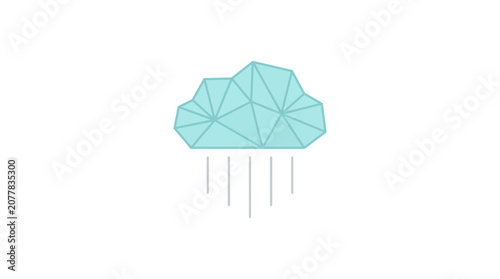 Low poly geometric cloud icon with rain lines.