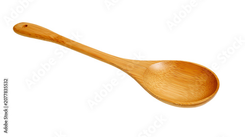 Tableau sur toile Wooden bamboo serving spoon with hole in handle