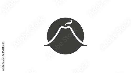 Εκτύπωση καμβά Minimalist volcano erupting inside a circular frame.