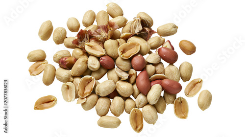 Pile of Shelled Peanuts and Some with Red Skin