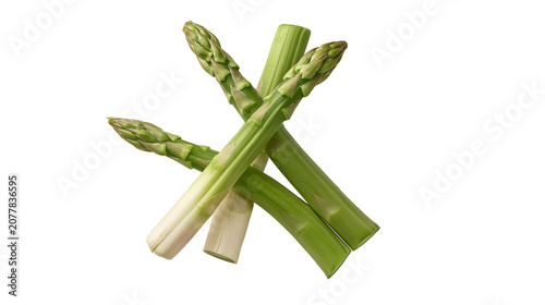 Tableau sur toile Green asparagus spears with white bases crossed