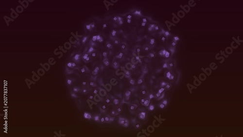 Glowing Purple Cubes Balling in Dark Environment