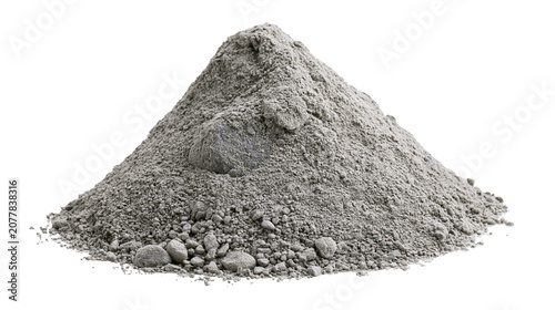 Fotografie Pile of gray cement powder with stones